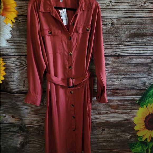 Time and Tru Dresses & Skirts - " Time & Tru" Woman's Utility shirt dress, size : XL 16/18 red/salmon NWT